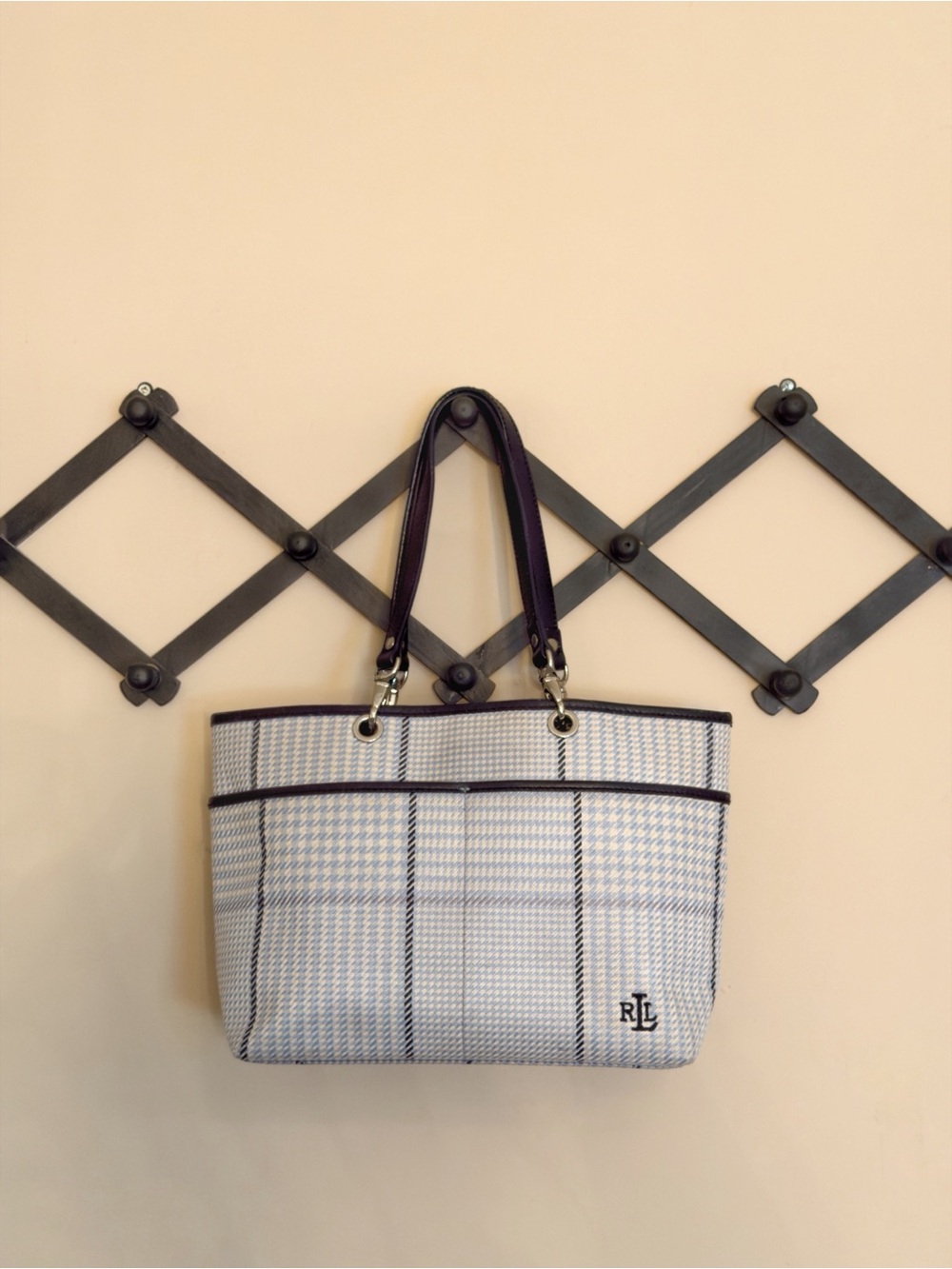 Vintage Lauren Ralph Lauren Houndstooth Plaid Tote